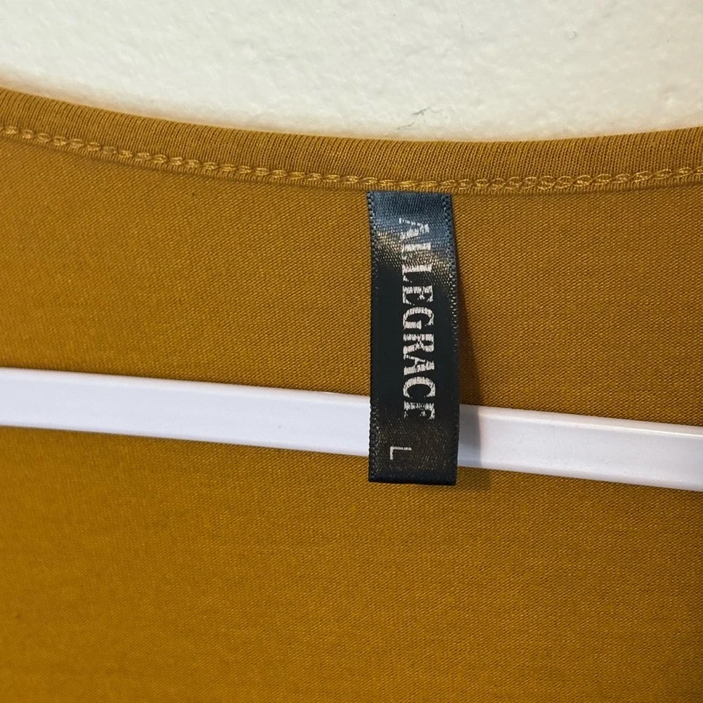 Allegrace Mustard Yellow V-Neck Tunic Top (Size Large)